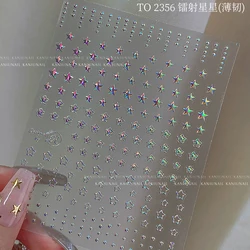 Bronzing Silver/Gold Star Design Nail Stickers Holographic Pentagram Star Adhesive Sliders DIY 8*10cm Laser Star Manicure Decal