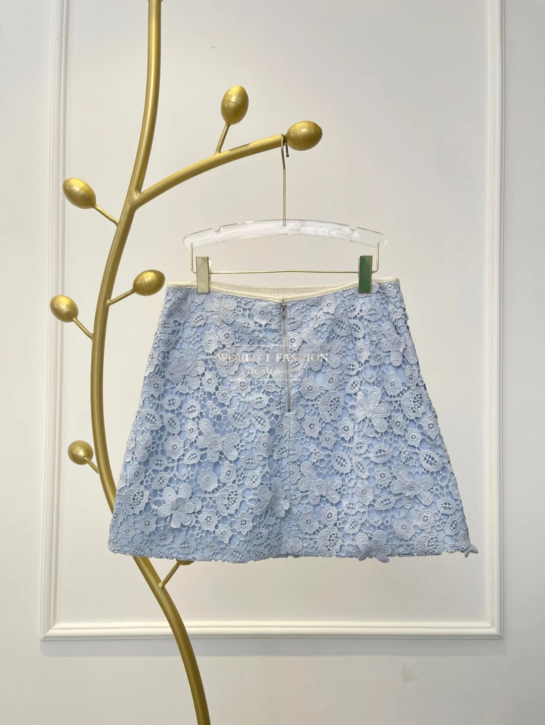

2025 New High Quality Beautiful Blue Lace Mini Skirt