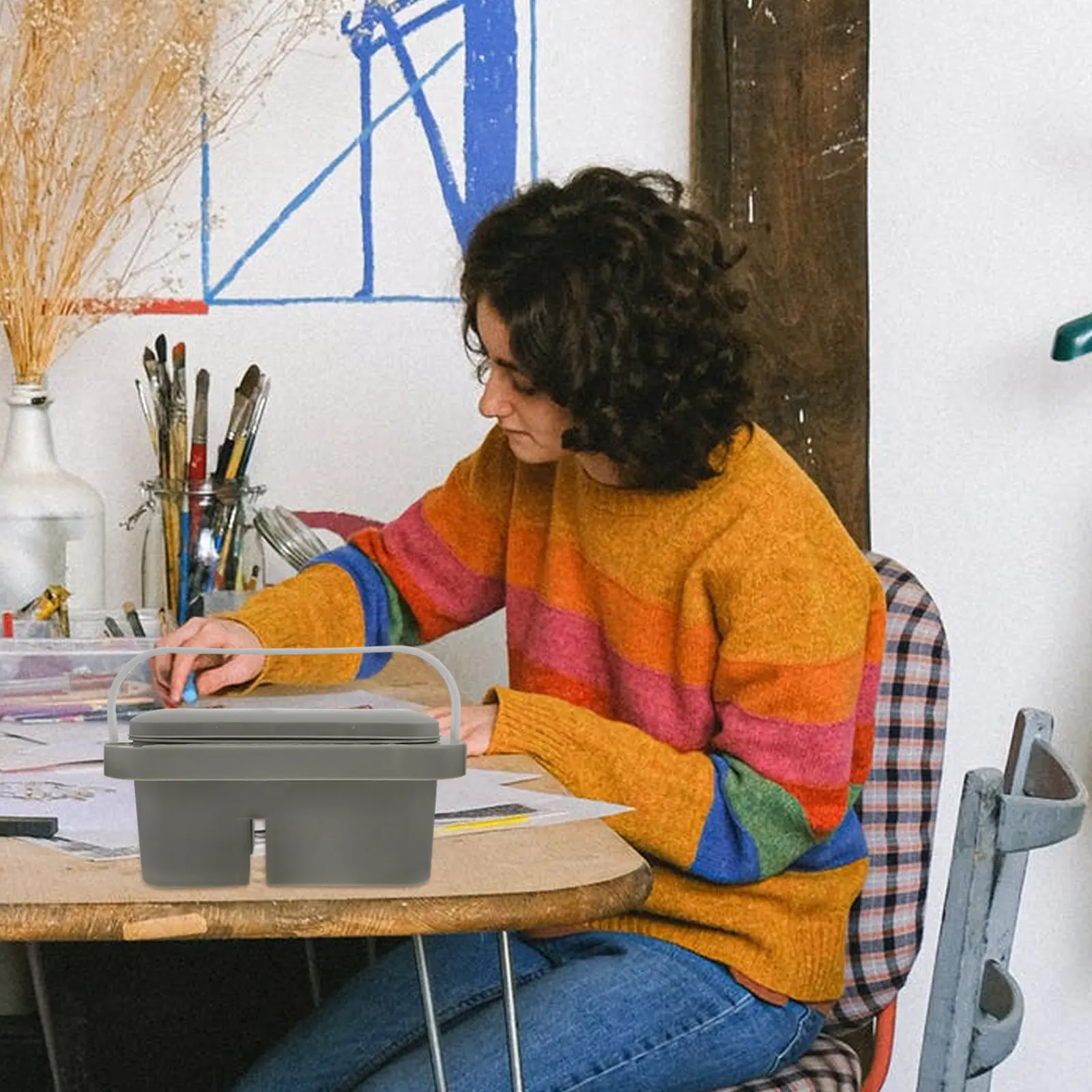 

Многофункциональный очиститель для кистей, подставка для художественных кистей, лоток для смешивания красок, аксессуары для рисования для взрослых и детей