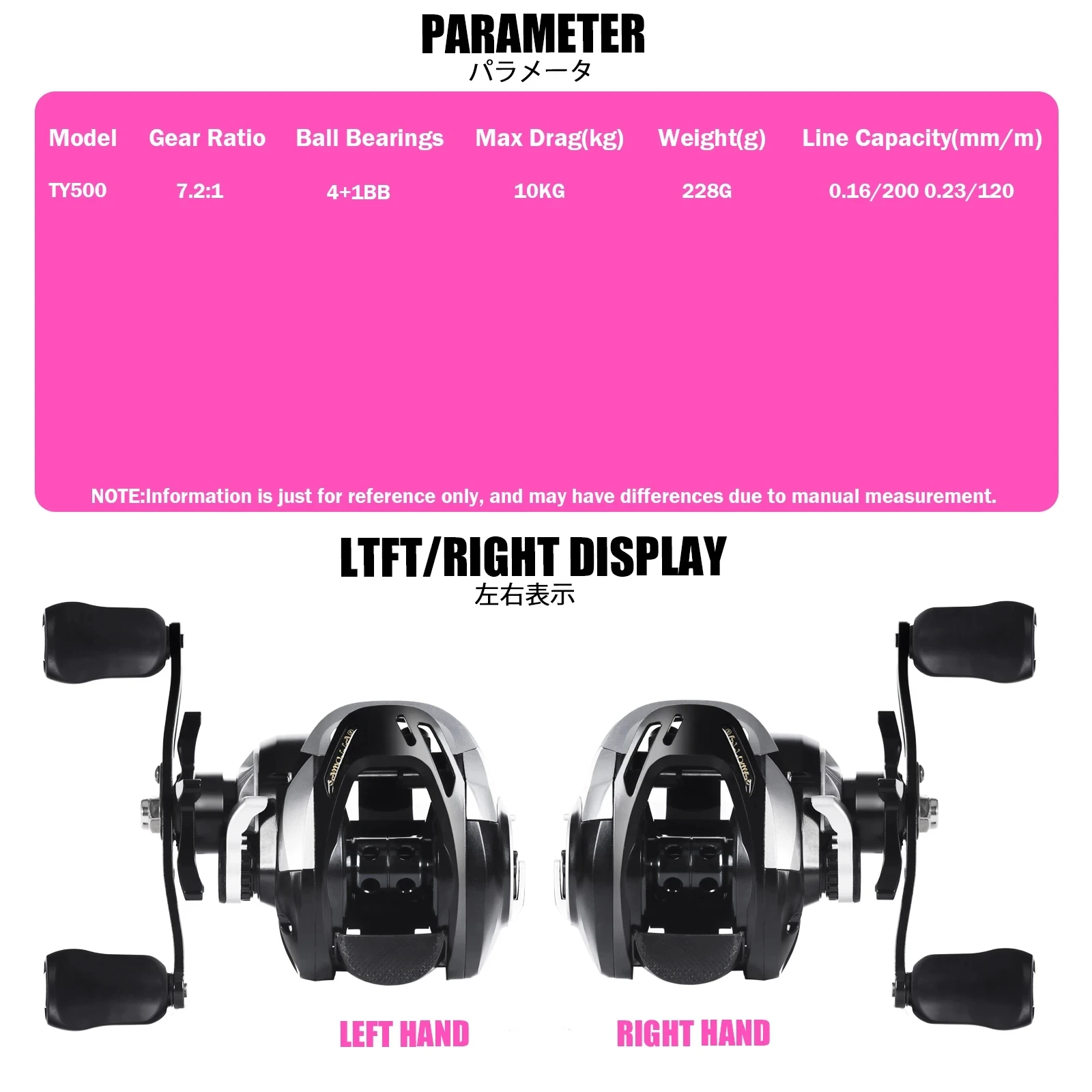 Magnetic And Centrifugal Brakes Click Sound Pressure Fishing Reel Baitcasting 7.2:1 10kg Saltwater Waterproof Cast Drum Wheel