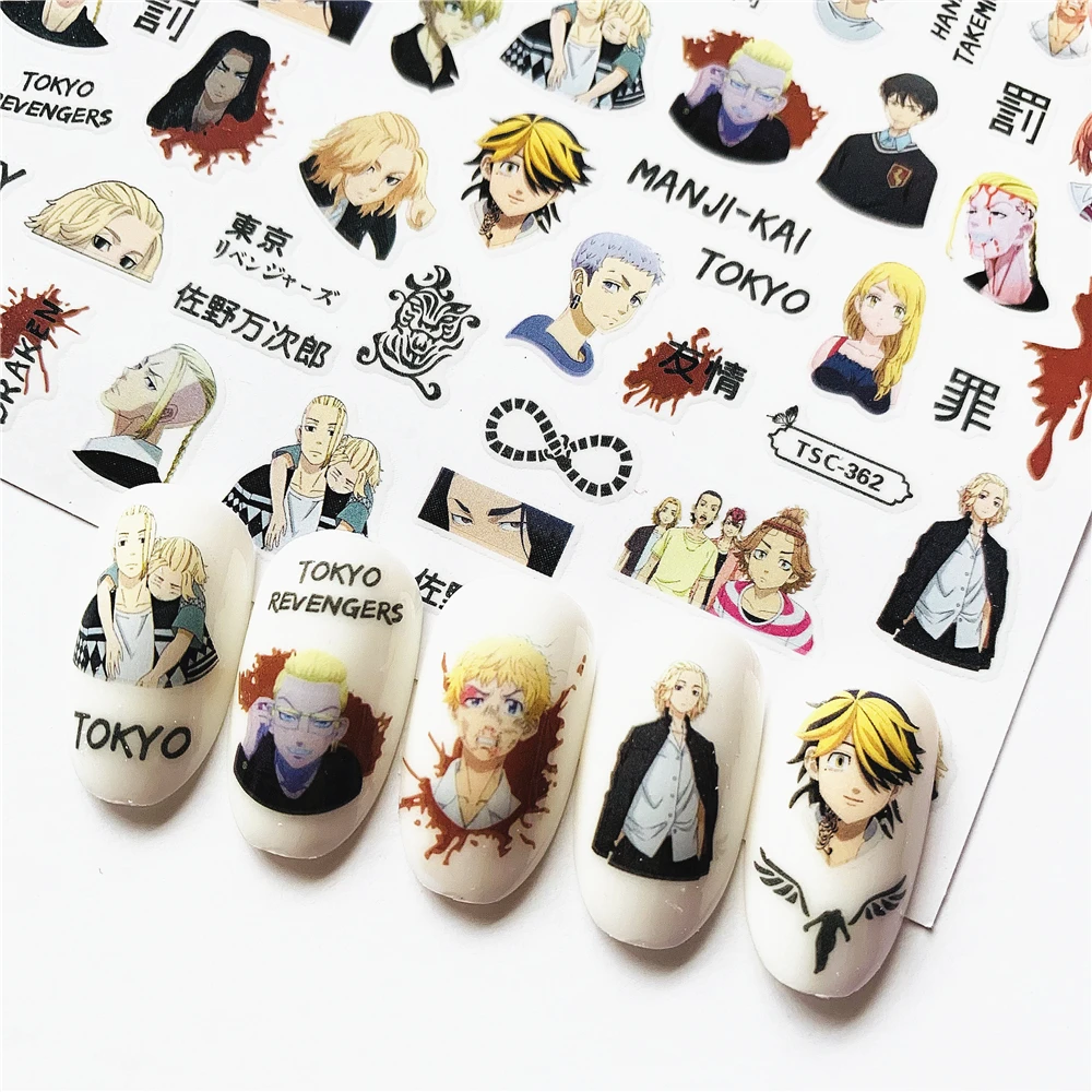 

Newest TSC-362-363 tokyo avengers series 3d nail art sticker nail decal stamping export japan designs rhinestones