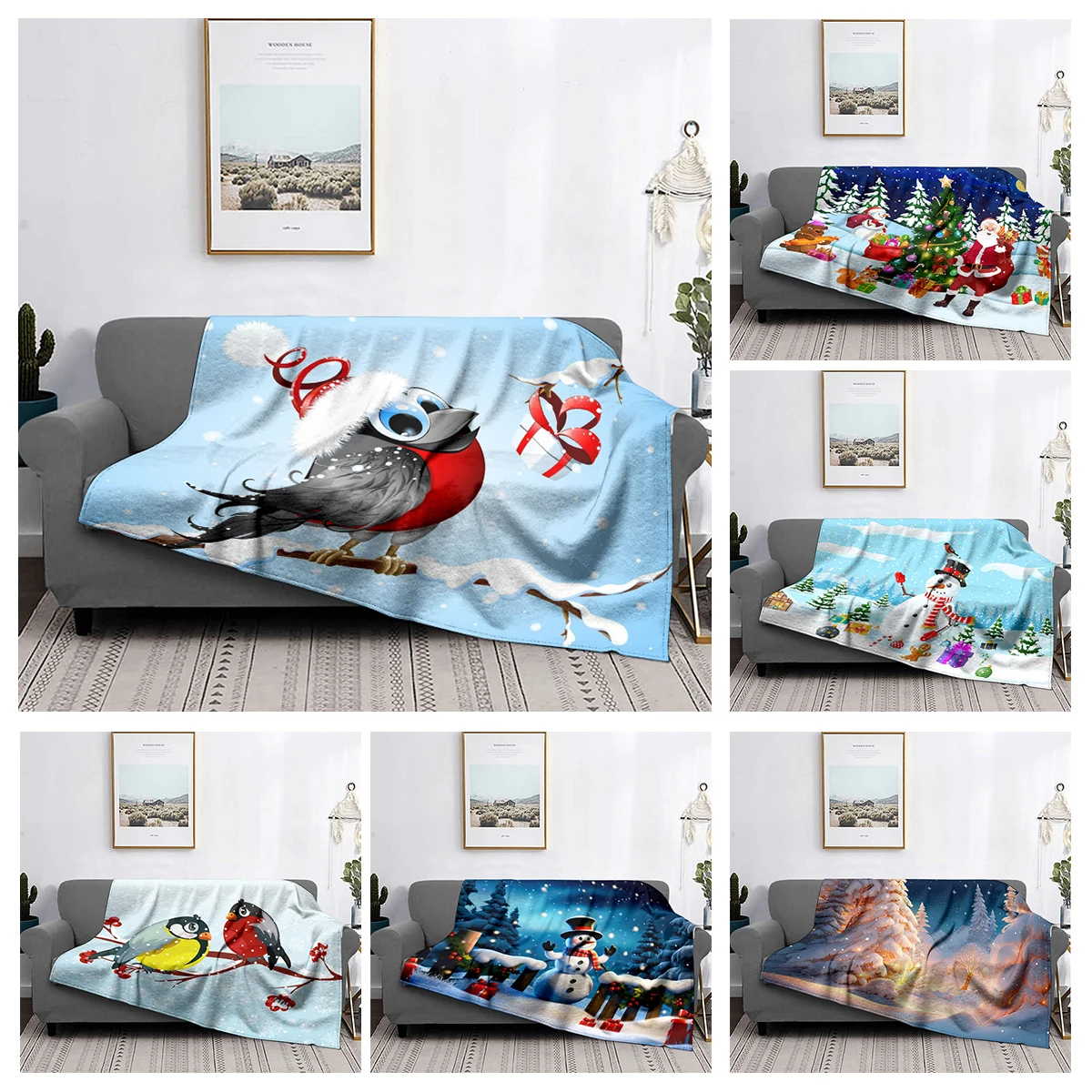 Home decoration plush Throw Sofa blanket Bedspread bed fluffy soft blankets decor Plaid Modern morandi winter Merry Christmas