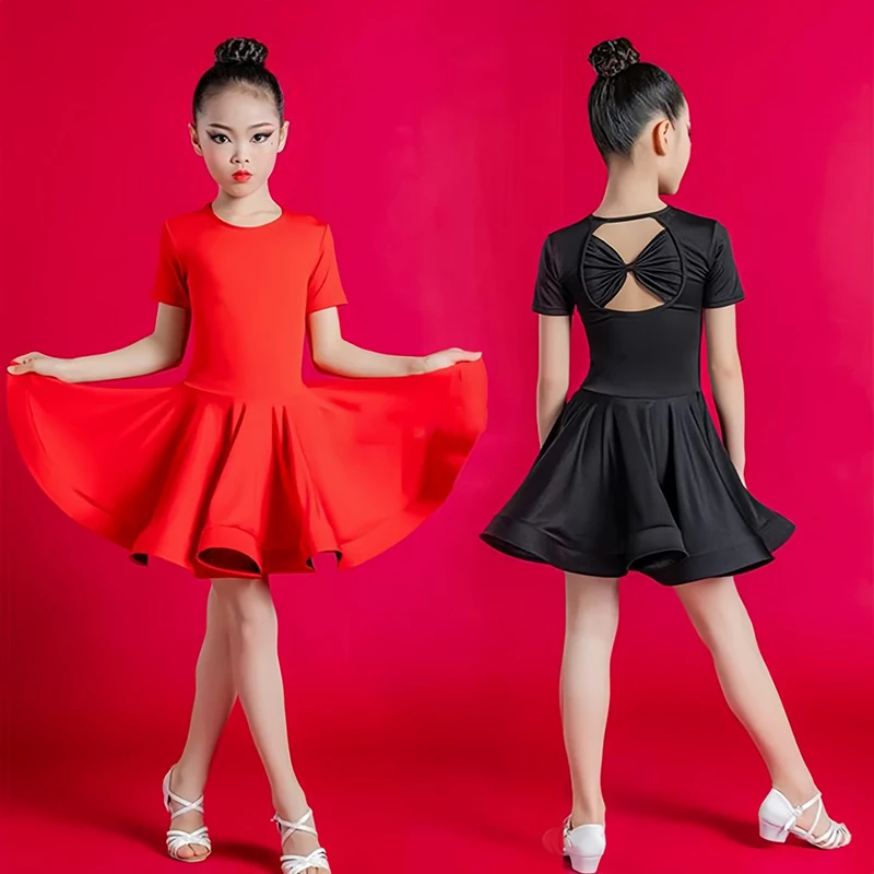 

Girl Latin Dance Dress Children Ballroom Dance Costume Kids Rumba Cha Cha Tango Dresses Stage Performance Practice Outfits