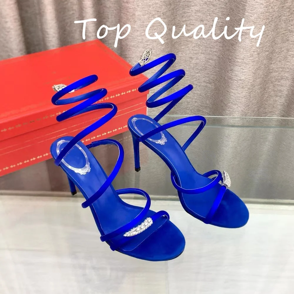 Sexy Style Women's High heeled sandals High Heels Crystal Snake Twine Around Ankle Strap Party Shoes Diamond inlay