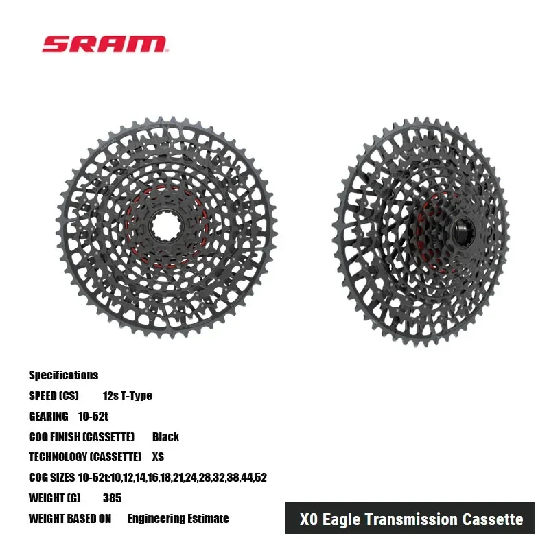 

Кассета трансмиссии SRAM X0 Eagle CS-XS-1295-A1: 10-52T, 12-скоростная технология X-SYNC 2 и X-DOME — T-образная совместимость для эндуро