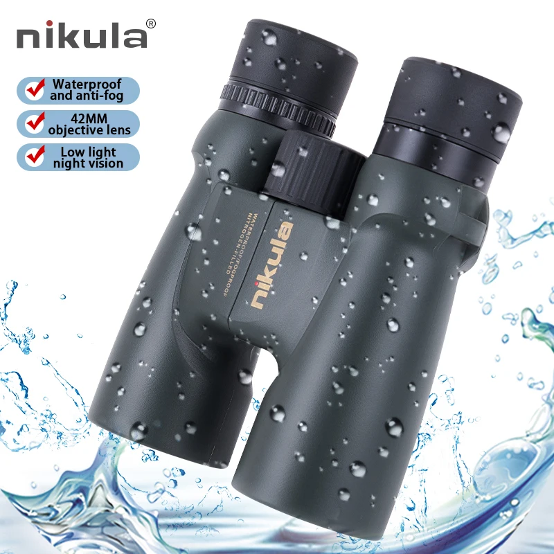 

Original Nikula 10x42 Binoculars Night Vision Telescope Waterproof Nitrogen-Filled Central Zoom Portable Bak4 High Quality