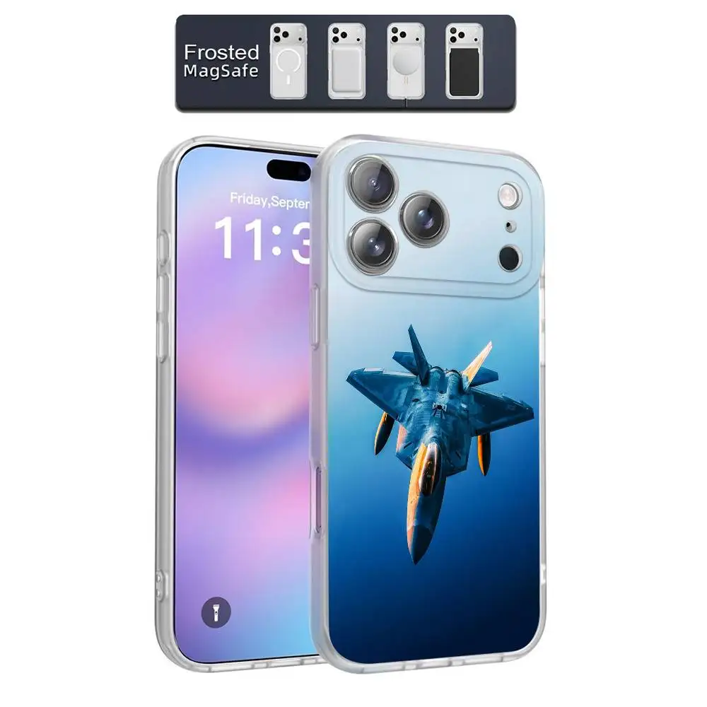 Kampfflugzeug F-F-22 Raptor Handyhülle für iPhone 17,16,15,14,13,12,11,Pro,Max,Plus,E,Air,Mini Magnetisch Magsafe Frosted Clear