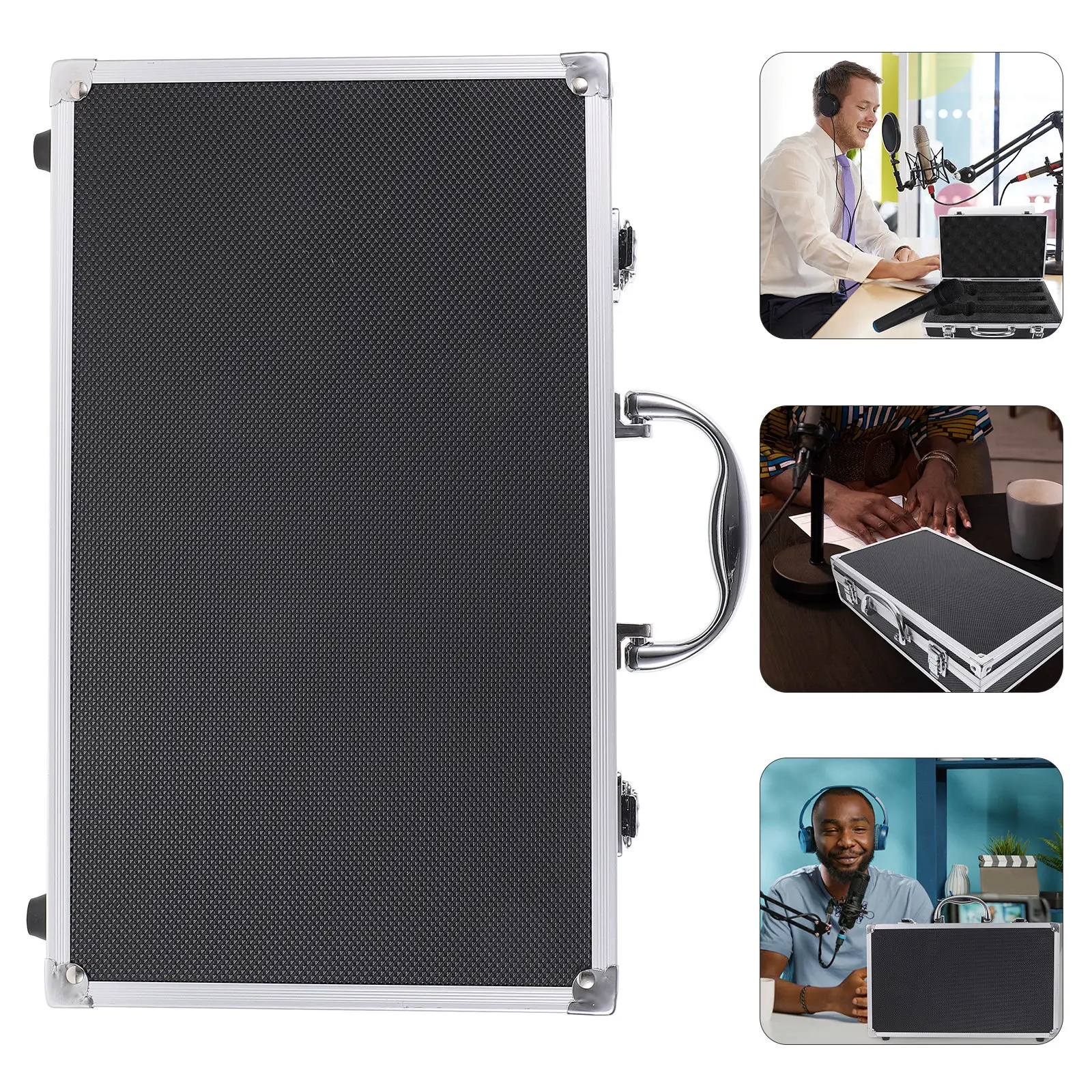 

Sturdy Microphone Storage Box for Wireless Handheld Mics Multi-Slot Protective Container Lightweight Portable Recording Karaoke
