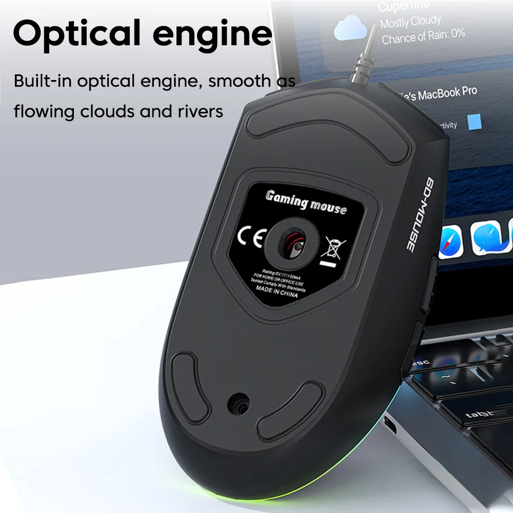 M300 Wireless Mouse for Esports Games with Silent RGB Lighting DPI Adjustment Compatible for Windows/MacOS/Linux/Android etc