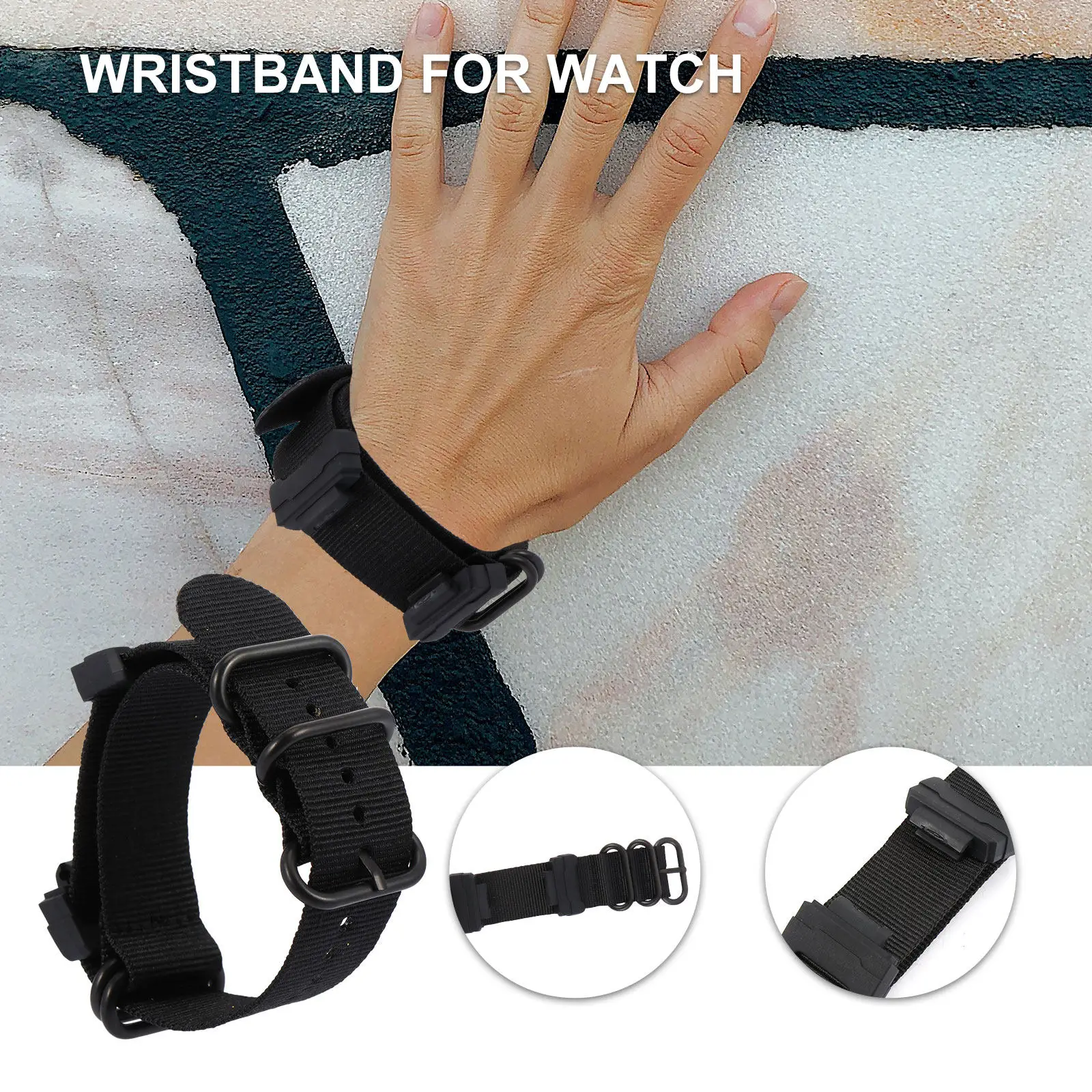 1Set Compression Molded Nylon Watch Strap Adjustable Lightweight Comfortable Permeable Canvas Wristband for Sports Daily Wear