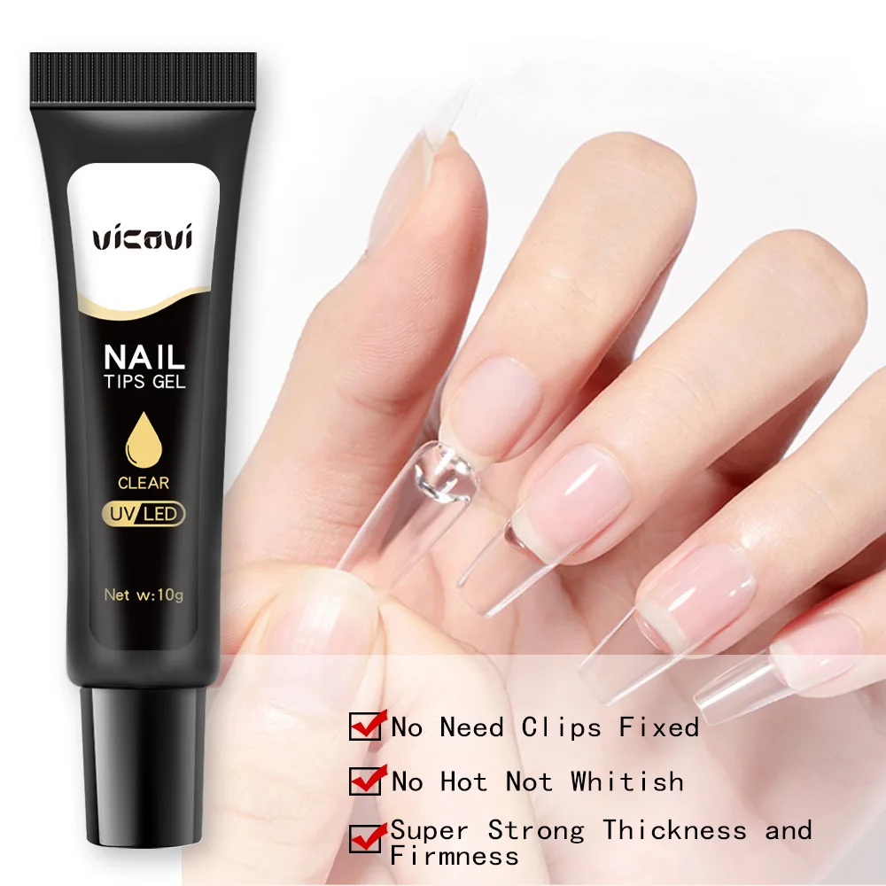 Gel de pegamento para uñas postizas, pegamento transparente de secado rápido UV, tubo sólido fuerte adhesivo, suministros de manicura, 10g