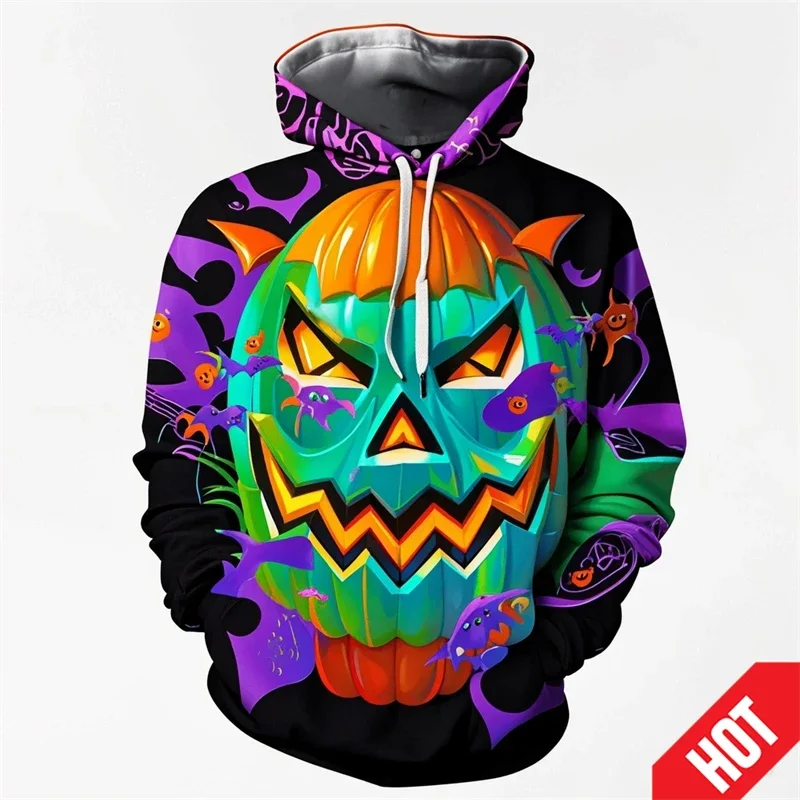 3D Print Hoodie Halloween Fashion Pumpkin Design Men Women Terror Fun Long Sleeve Pullover Hip Hop Hoodies Cool Kids Hoody New