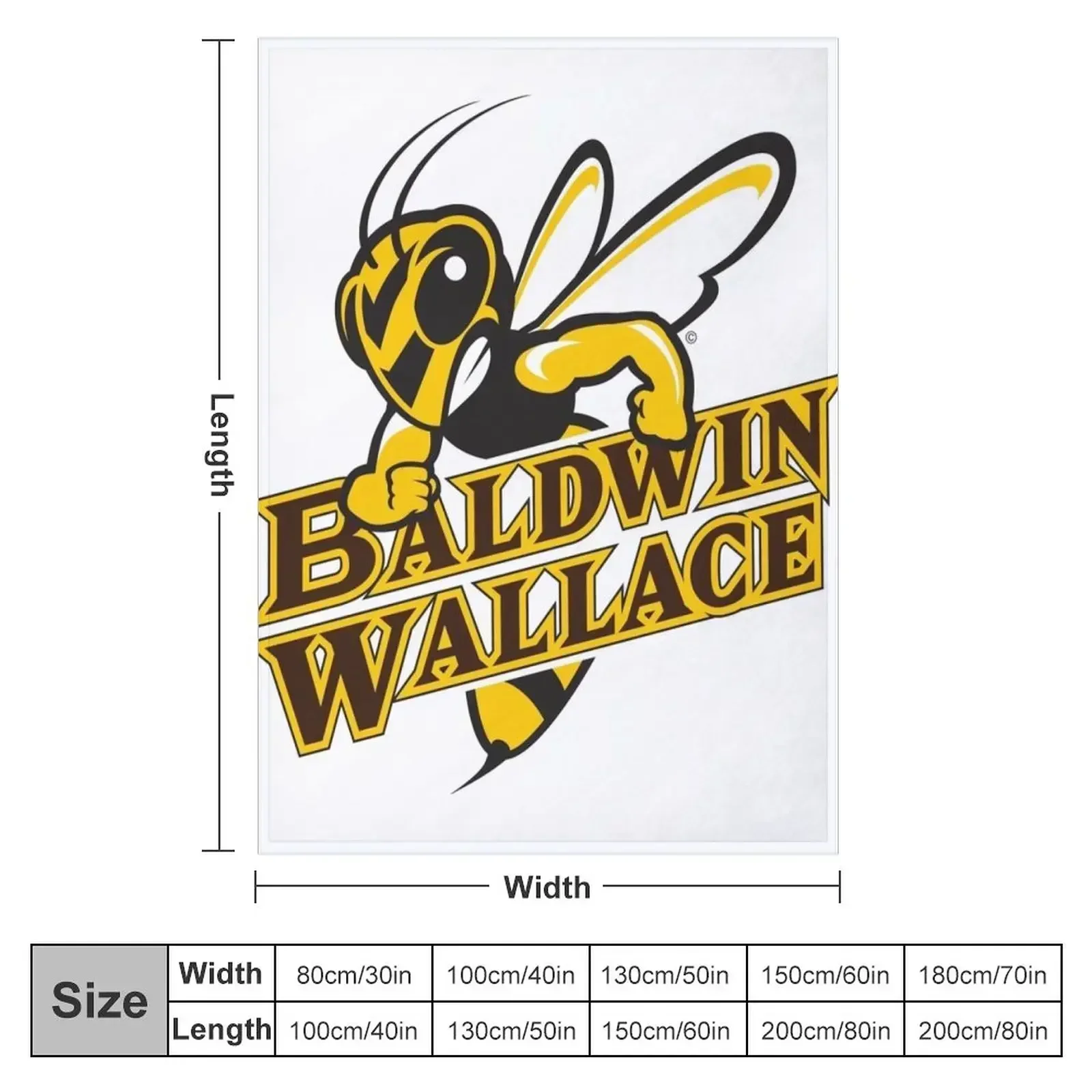 New Baldwin Wallace Yellow Jackets logo Throw Blanket couch cozy soft plush fuzzy picnic outdoor blanket