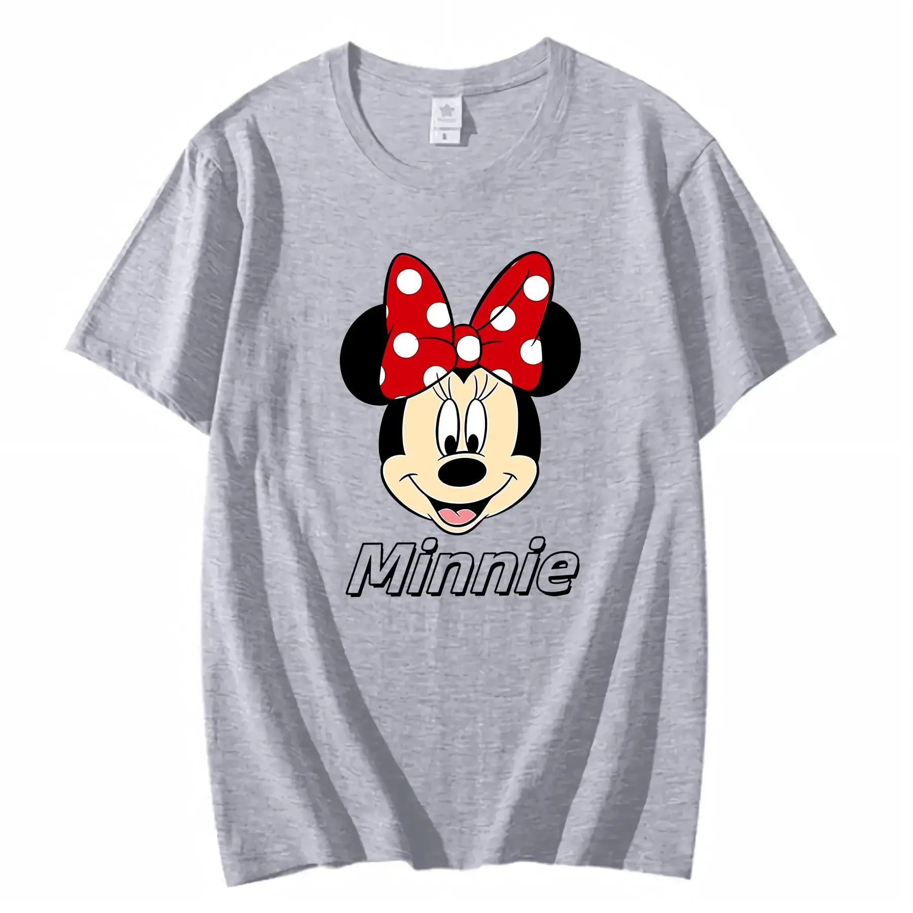تي شيرت ديزني ميني ماوس 100 قطن أبيض برقبة دائرية كاجوال للنساء طوال الموسم مريح قابل للتنفس عتيق مغسول أوم #2