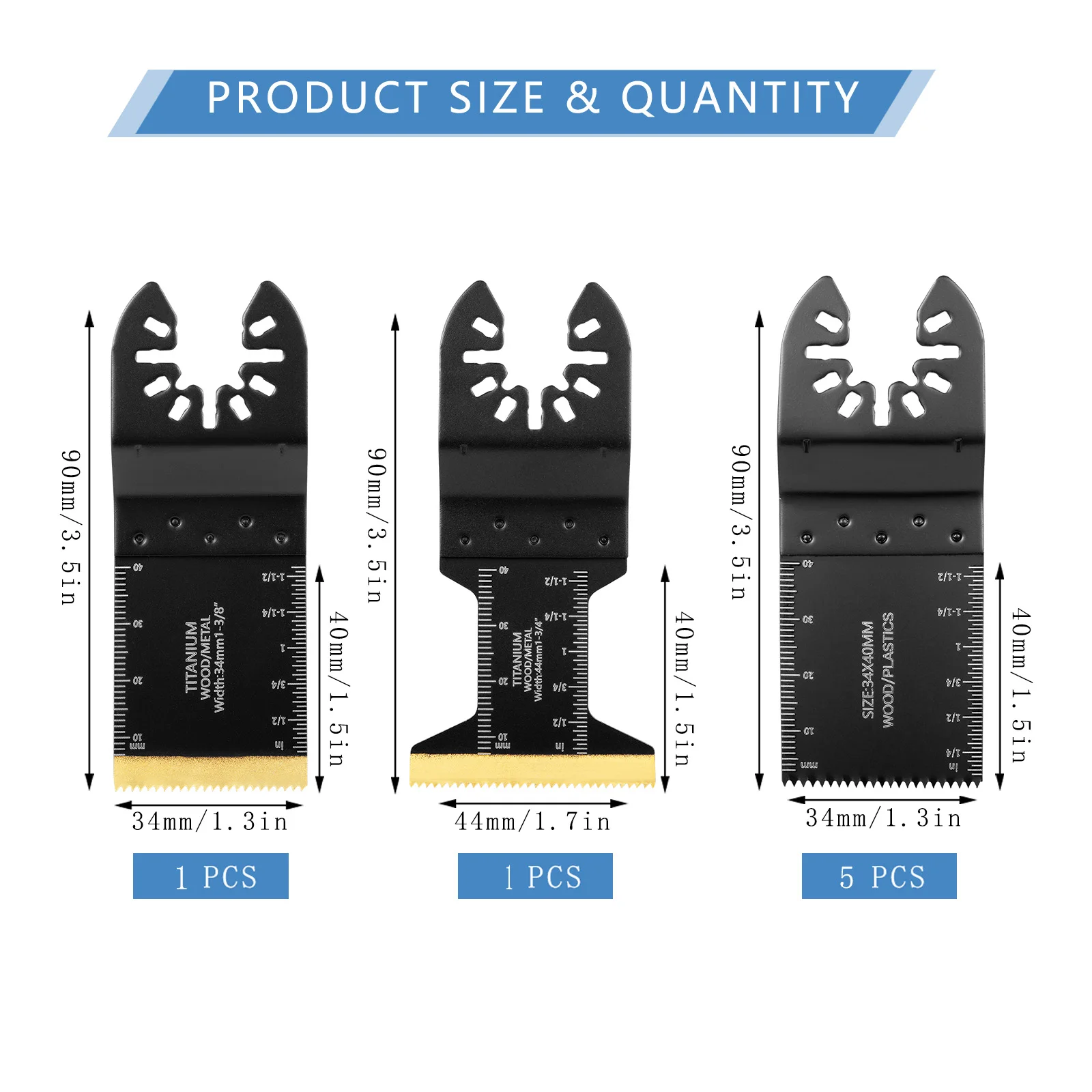 Utensile oscillante rivestito in titanio da 7 pezzi: taglio multi-materiale (metallo/legno/chiodi) con meccanismo a sgancio rapido, alta durezza