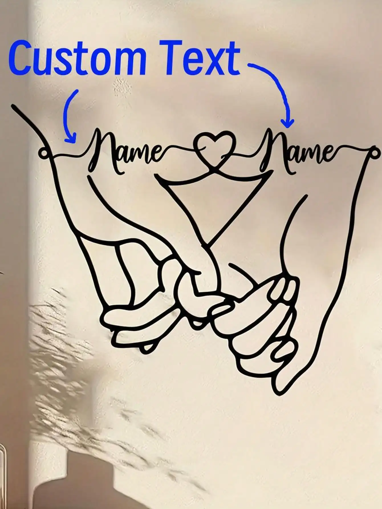 

Custom Metal Heart Wall Art Sculpture Personalized Name Sign Handmade Home Decor Gift for Wedding Valentine's Day