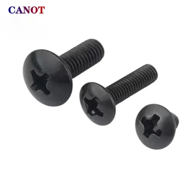 10pcs/lot TM Screws M2 M2.5 M3 M3.5 M4 M5 M6 Black Plated Electronic Carbon Steel Screws Phillips Truss Head Mushroom Head Screw