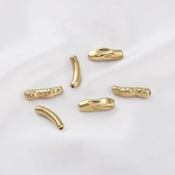 Cuentas espaciadoras de tubo de Latón chapado en oro de 14K, abalorios para pulsera, collar, fabricación de joyas DIY, 1 unidad