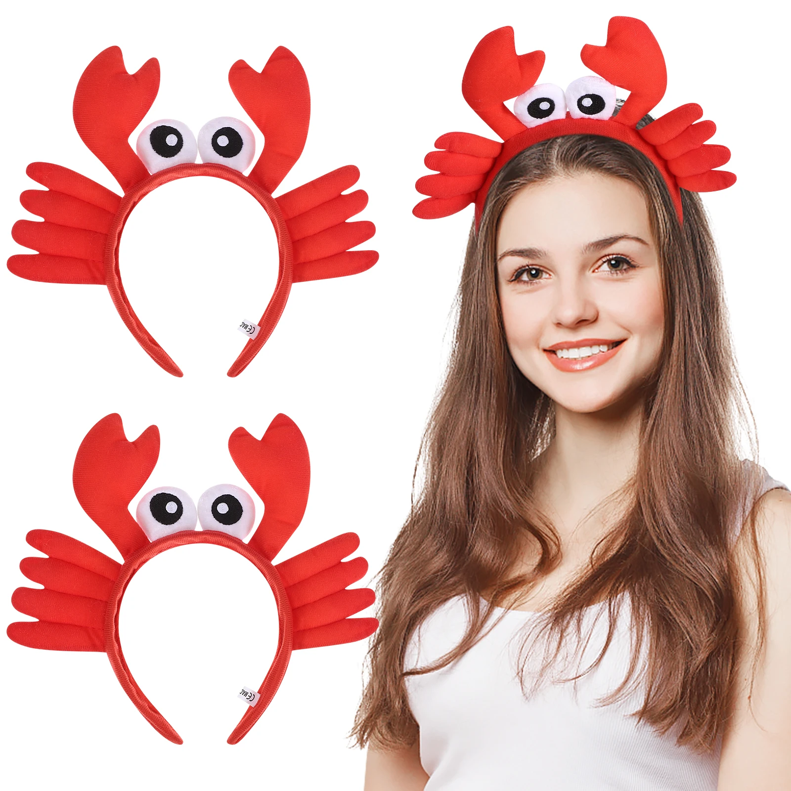 

2pcs Big Eyes Crab Headband 25x20cm Halloween Party Masquerade Carnivals Cosplay Ocean Animal Headdress Photo Prop Decorative