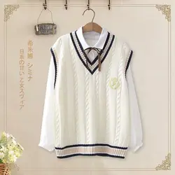 2022 College Style New Girls JK Autumn Winter Sweater Vest and shirt Female Student Korean Loose Embroidered Sweater Jk Uniform