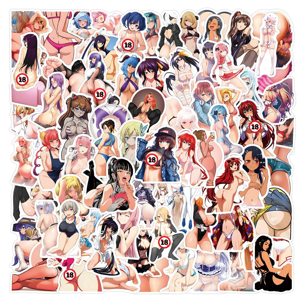 10/30/50/110Pcs Kawaii Anime Girl Waifu Waterproof Sticker Cartoon Sexy Girl Suitcase Guitar Phone Water Bottle Fridge Decals