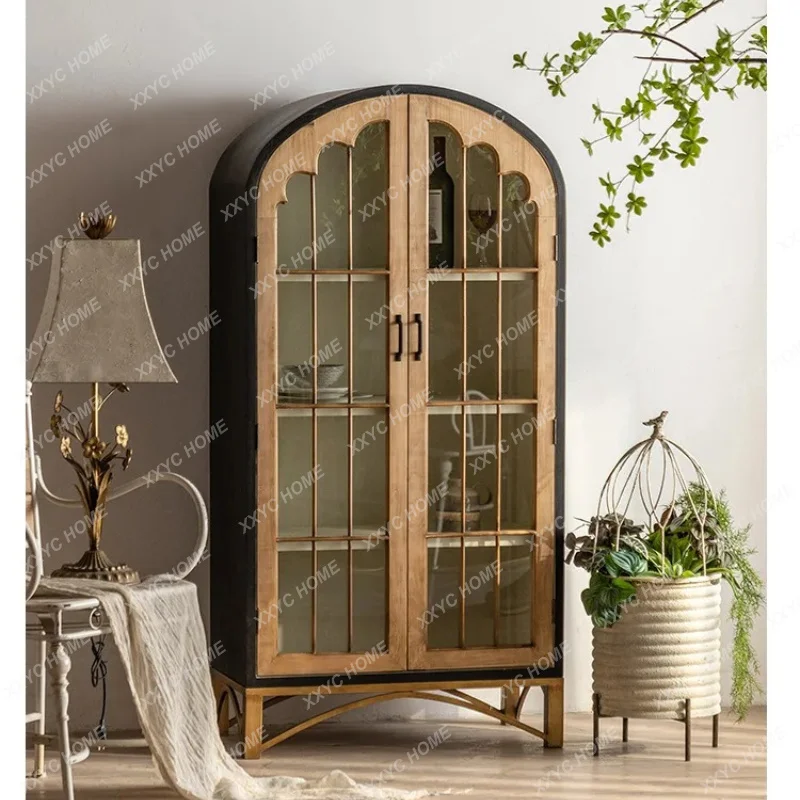 XX retro entrance hall, entrance cabinet, arched study stand cabinet, hotel multi-layer locker