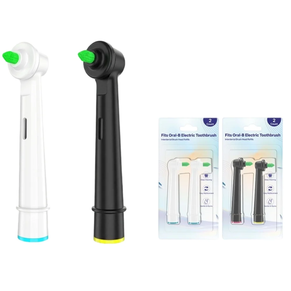 2 Pcs/Pack Replacement Interdental Brush Heads Compatible with Oral-B Electric Toothbrushes for Cleaning Between Teeth