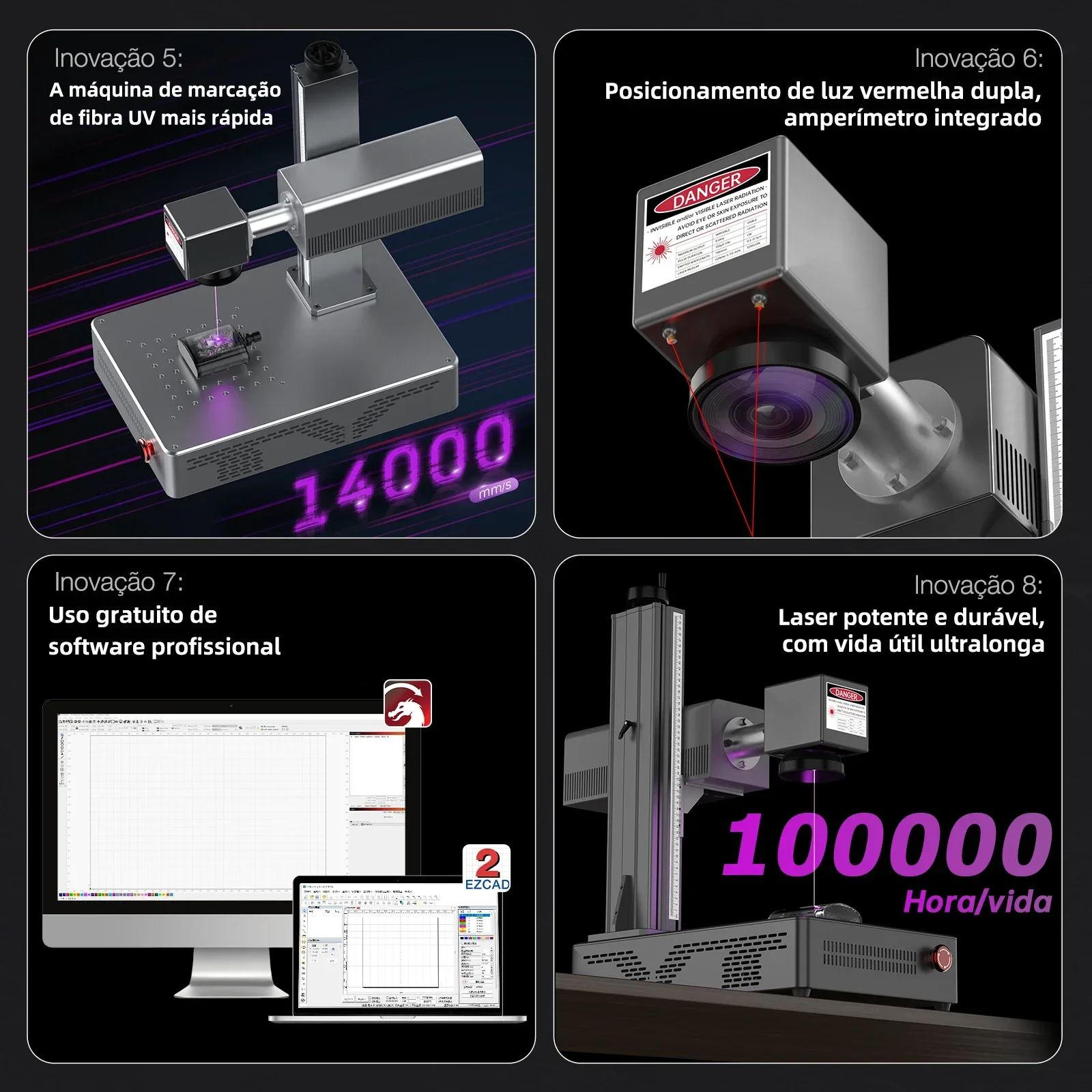 DAJA Ultrafioletowa maszyna do znakowania laserowego Przemysłowy grawer laserowy CNC do kamienia Gumy Silikon Metal Drewno Plastik Skóra Szkło