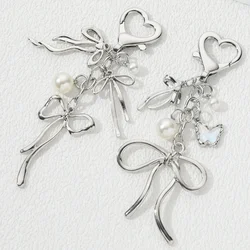 Y2K Pretty Butterfly Bow Knot Pearl Enamel Keychain Flying Insect Key Ring For Women Girls Handmade Jewelry Good Gift