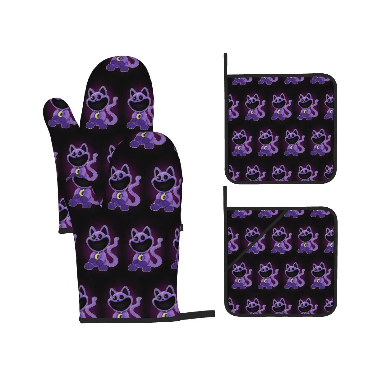 Catnap Plus Oven Mitts and Pot Holder Sets of 4 for Baking Kitchen Cooking BBQ Resistant Non-Slip Gloves