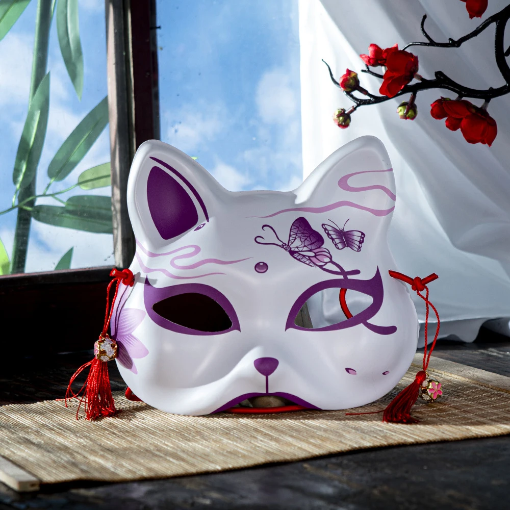 Cat Face Mask High Quality Japanese Cat Mask Cosplay Mask Handmade For Festivals Anime Masquerade Parties