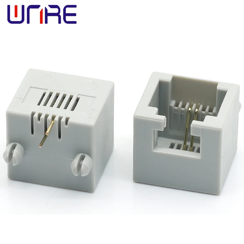 Small RJ11-6P2C Gray Without LED Lights Crystal Head Socket Network Socket Connector Interface Telephone Socket