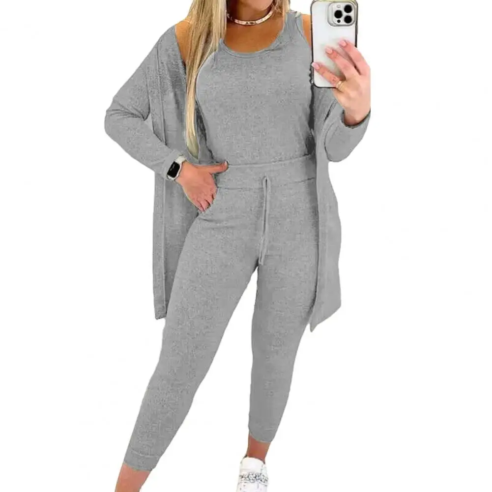Slim-fit Vest Trousers Set Women Winter Tracksuit Versatile 3-piece Women\'s Tracksuit Stylish Vest Slim Pants for Fall/winter
