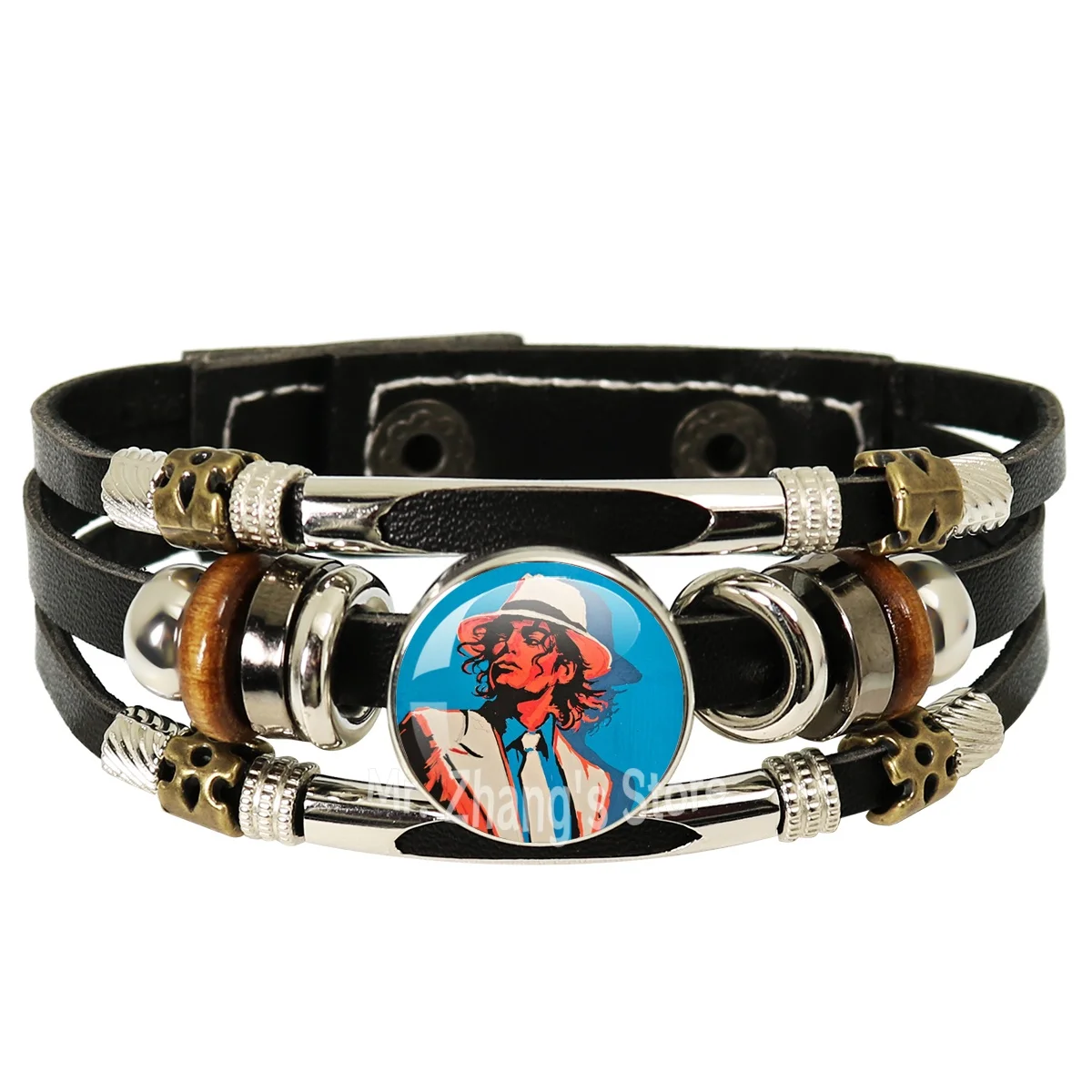 Michael Jackson 18MM Rotundity  Glass Cabochon Bracelet  Cover Pendant Versatile Retro Personalized Accessory