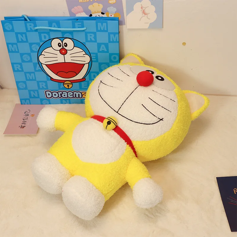 Retro Yellow Prototype Doraemon Stuffed Plush Doll Classic Cartoon Character Toy Lovely Ornament Birthday Gift for Anime Lovers