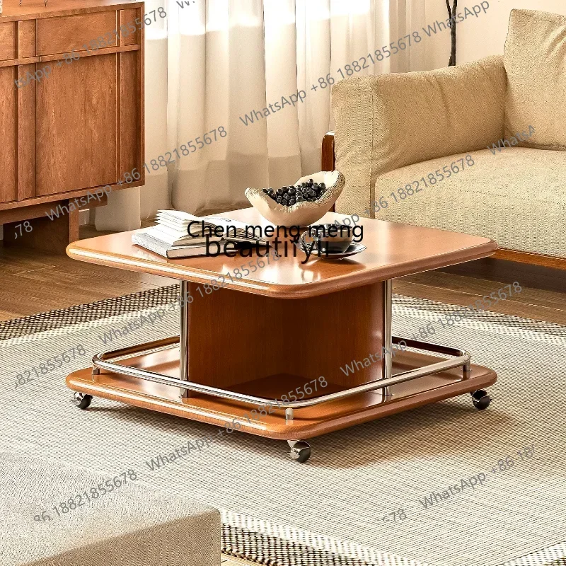 D178 Y Mobile Partition Coffee    Home Small Apartment Small  Solid Wood Side Table Middle-Ancient High-Grade Coffee Table