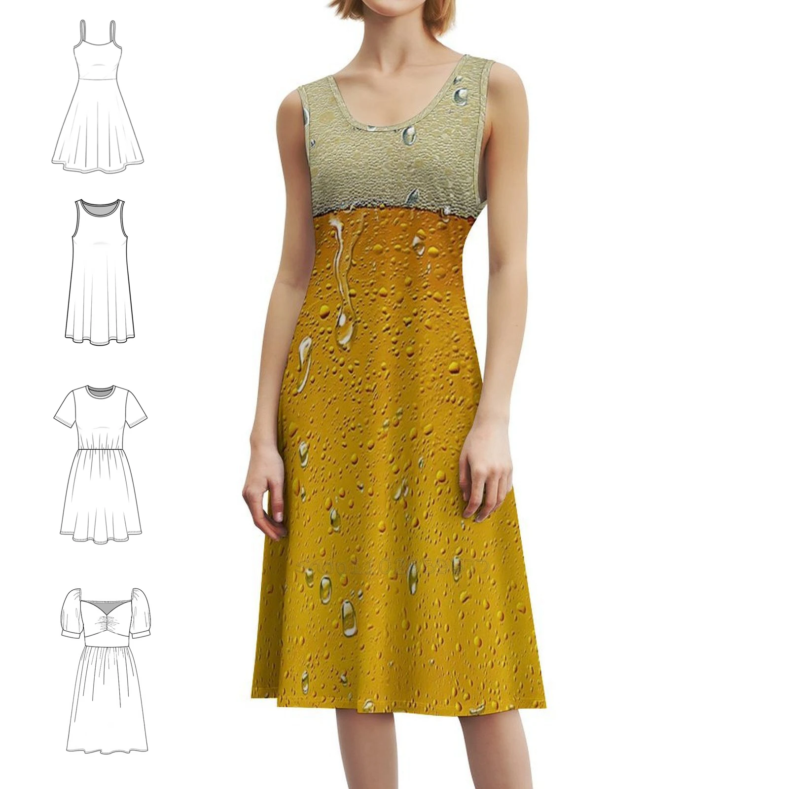 

Beer Beer Glass I Love Beer! Brewing Partying Golden Women's Elegant Party Dress A-Line Dress With Short/Long/Sleeveless