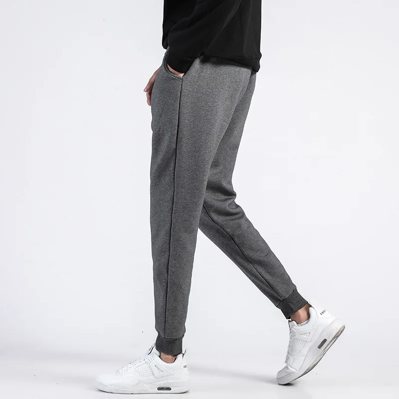 Fleece and thickened sweatpants for men, middle-aged and elderly, straight large-size casual men