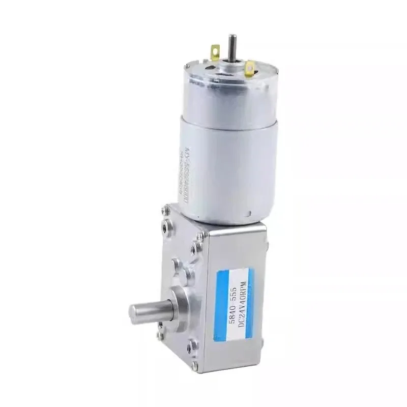 5840-555 Worm Gear DC Reduction Motor 12V 24V High Torque Metal Gear CW CCW Reversible Low Speed Adjustable Mini Geared Motor