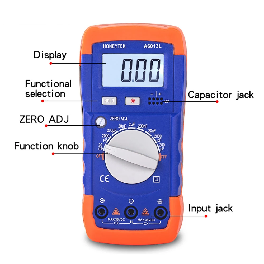 Professional Digital LCR Meter Capacitor Meters Tester Electrical Measuring Instruments A6013L 2000pF-20mF No Battery