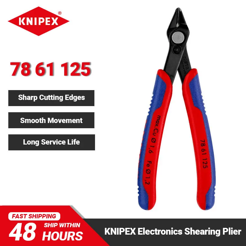 Knipex Electronics Alicates de Corte Super Facas Eletrônicas com Mola de Abertura e Limitador 78 61 125 Polegadas