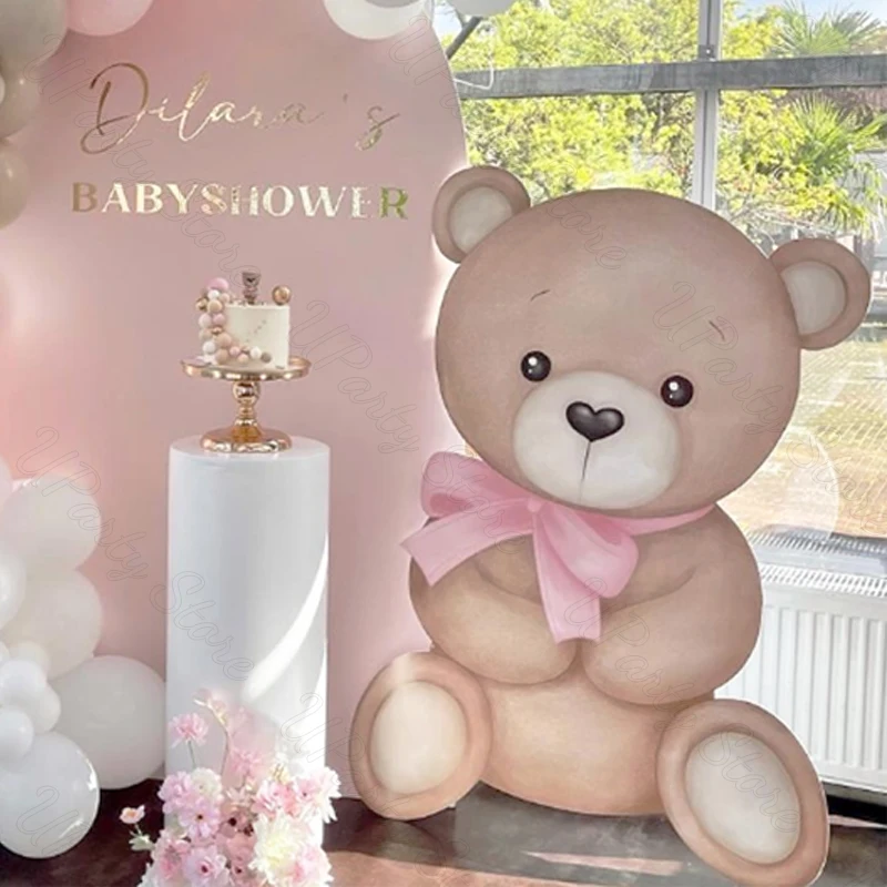 18/36inch Bear Cutout for Baby Shower Decorations We can Bearly Wait Bear Mosaic Board for Birthday Welcome Baby Backdrop Decor