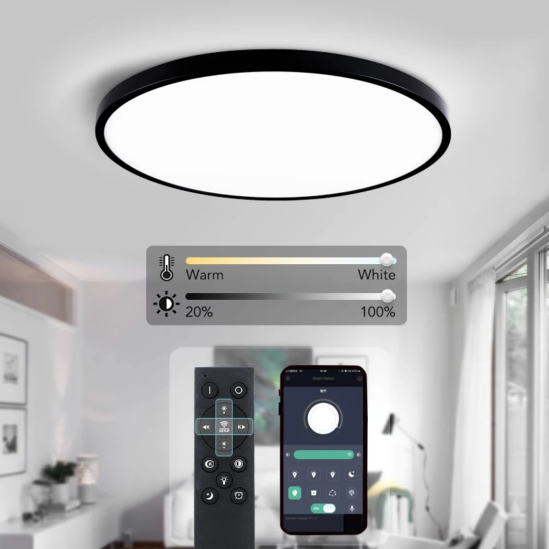 0.9inch Ultra-thin Ceiling lamp Smart APP/Remote Control LED Ceiling lights for Room Dimmable Panel light for Living Room Kichen