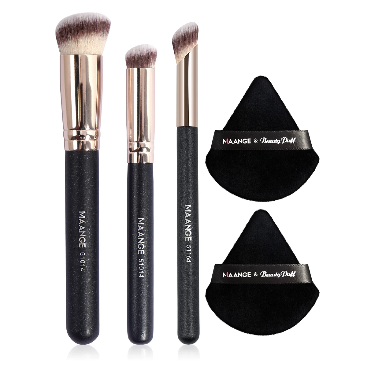 3Pcs Make-Up Pinsel + 2Pcs Dreieck Puderquaste Set Concealer Lidschatten Make-Up Pinsel Blending Kosmetische Schönheit Werkzeuge Großhandel