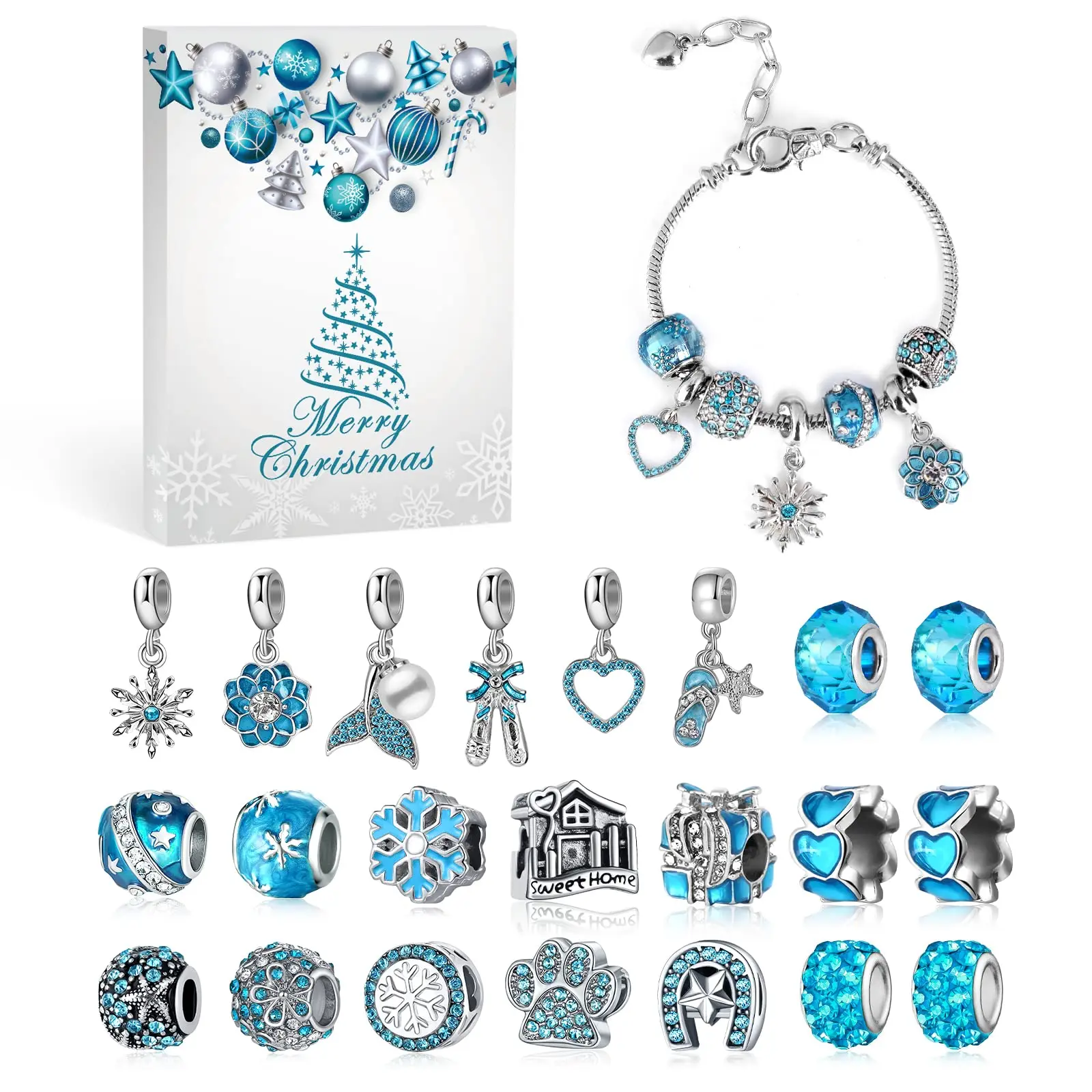 

Jewelry Advent Calendar 2025 Jewelry 24 Days Countdown Snowflake Metal Charms Beads DIY Necklaces Bracelets Making Kit Jewelry