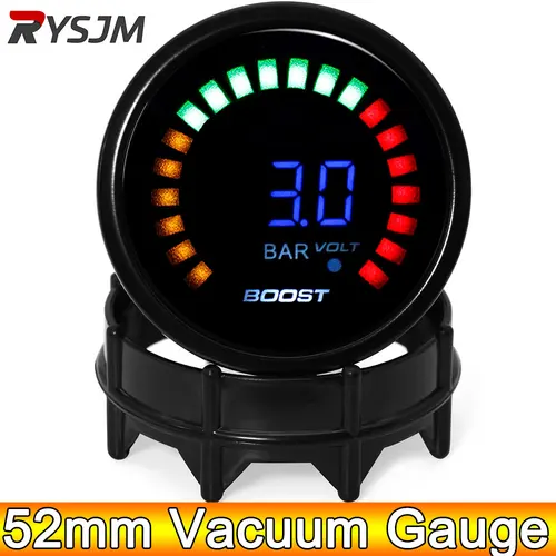 Imagen 1 del producto Medidor de Turbo Boost AD de 52mm, medidor de presión Turbo Digital para coche,-1 ~ 3 Bar -15 ~ 45 PSI, medidor de presión de vacío para motor de gasolina de 12V