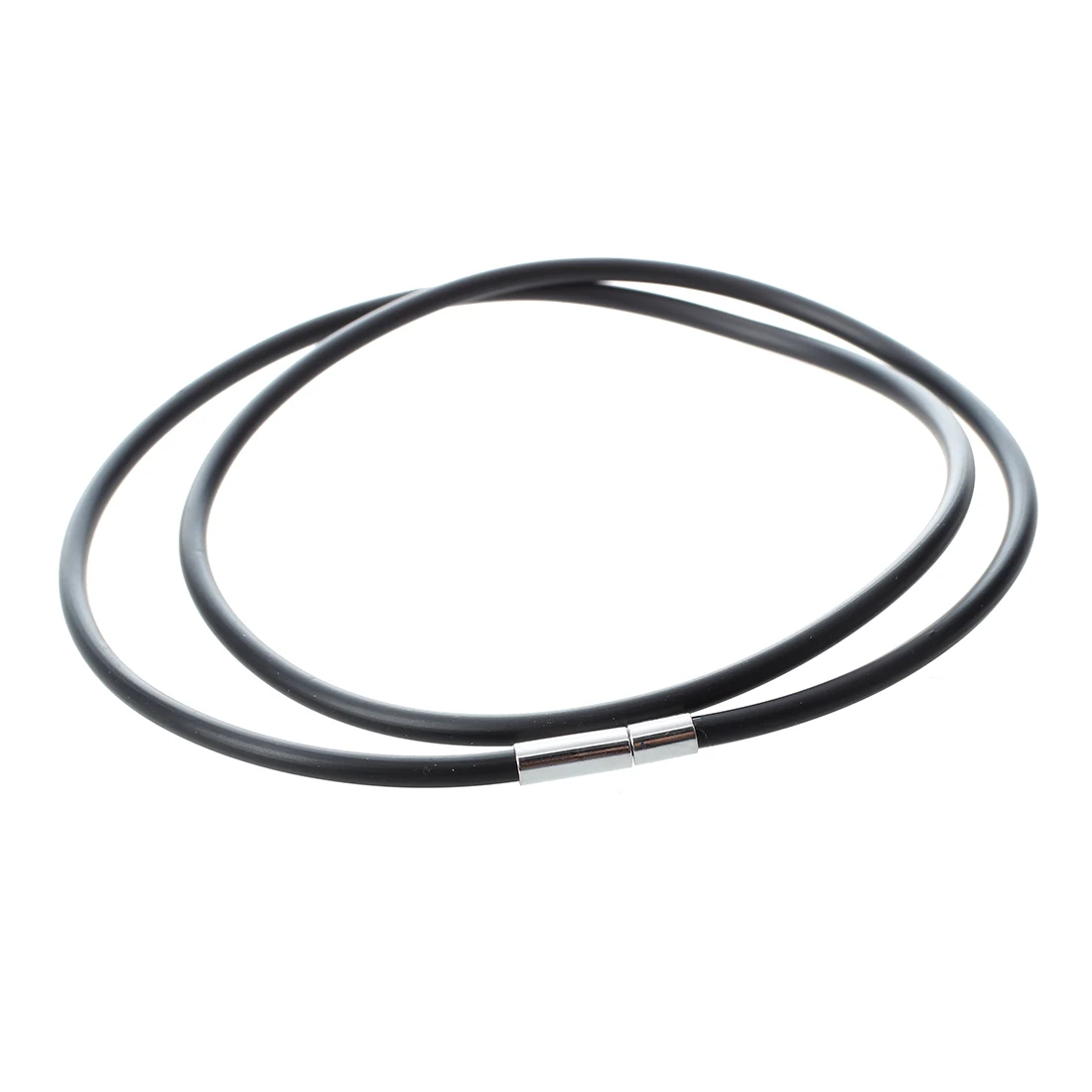 3mm Black Rubber Cord Necklace with Stainless Steel Closure - 22 Inch