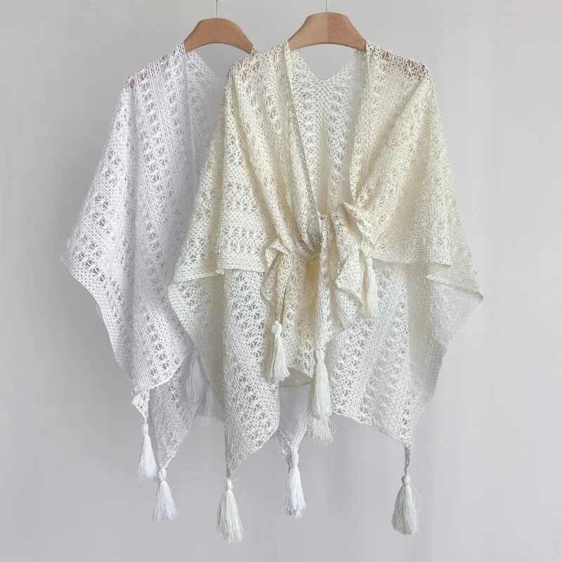 

Shawl women's 2026 summer new bohemian ethnic vacation style fringe cardigan coat with matching dress