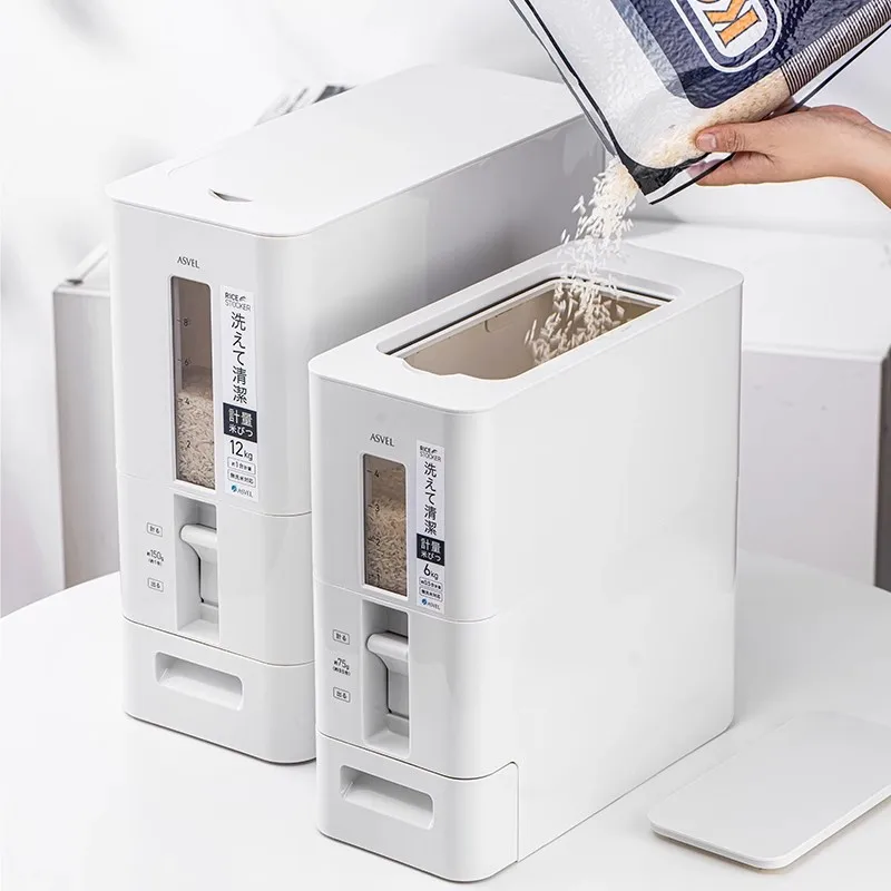 Automatic metering rice storage bucket PP quantitative rice bucket household insect-proof moisture-proof large-capacity rice