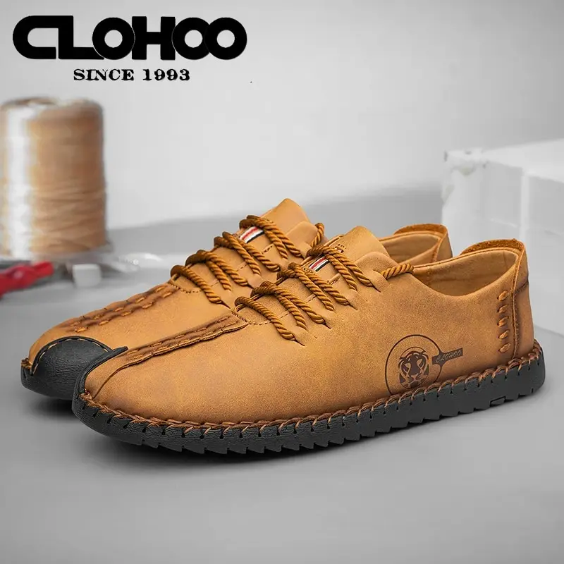 

CLOHOO износостойкая нескользящая уличная мужская обувь для скалолазания, треккинга, мужская легкая обувь из искусственной кожи, мягкие лоферы на шнуровке